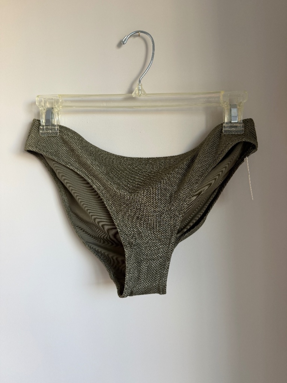 Aerie Shine Pique Full Coverage Ribbed Bottoms, Olive Green, Size Medium, NWT